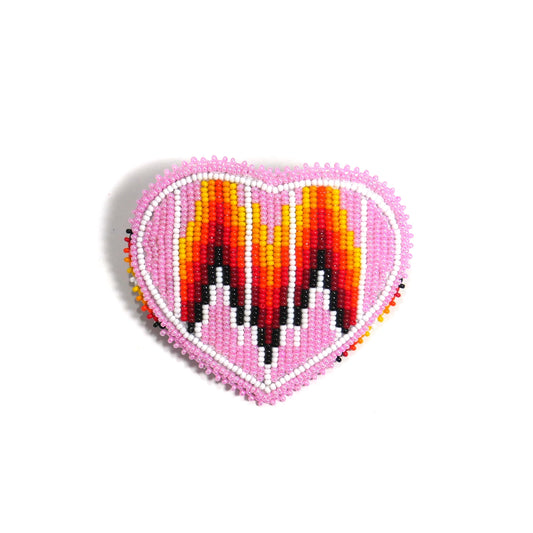 BuyBeaded beaded hair clip with pink heart design adds delicate accent to any hairstyle.