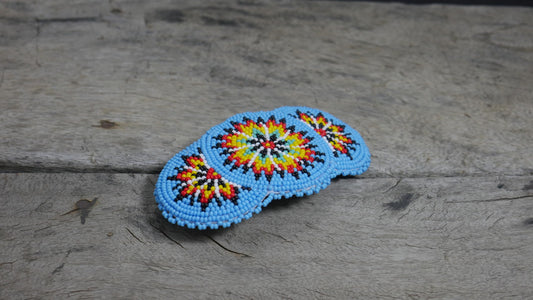 BuyBeaded handmade hair clip 16H skyblue showing intricate beadwork and sturdy clasp