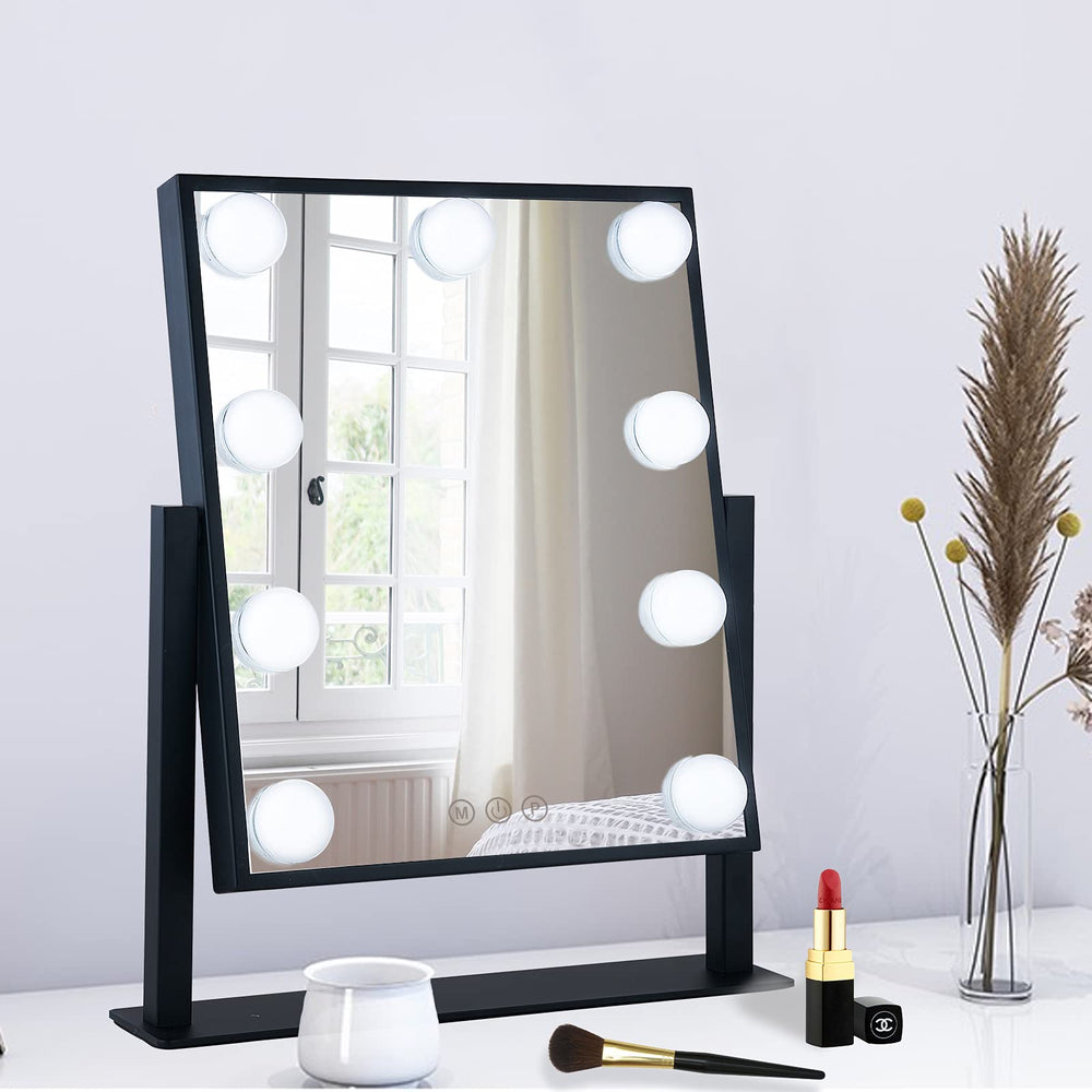 BWLLNI lighted makeup mirror with Hollywood style for full-face viewing.
