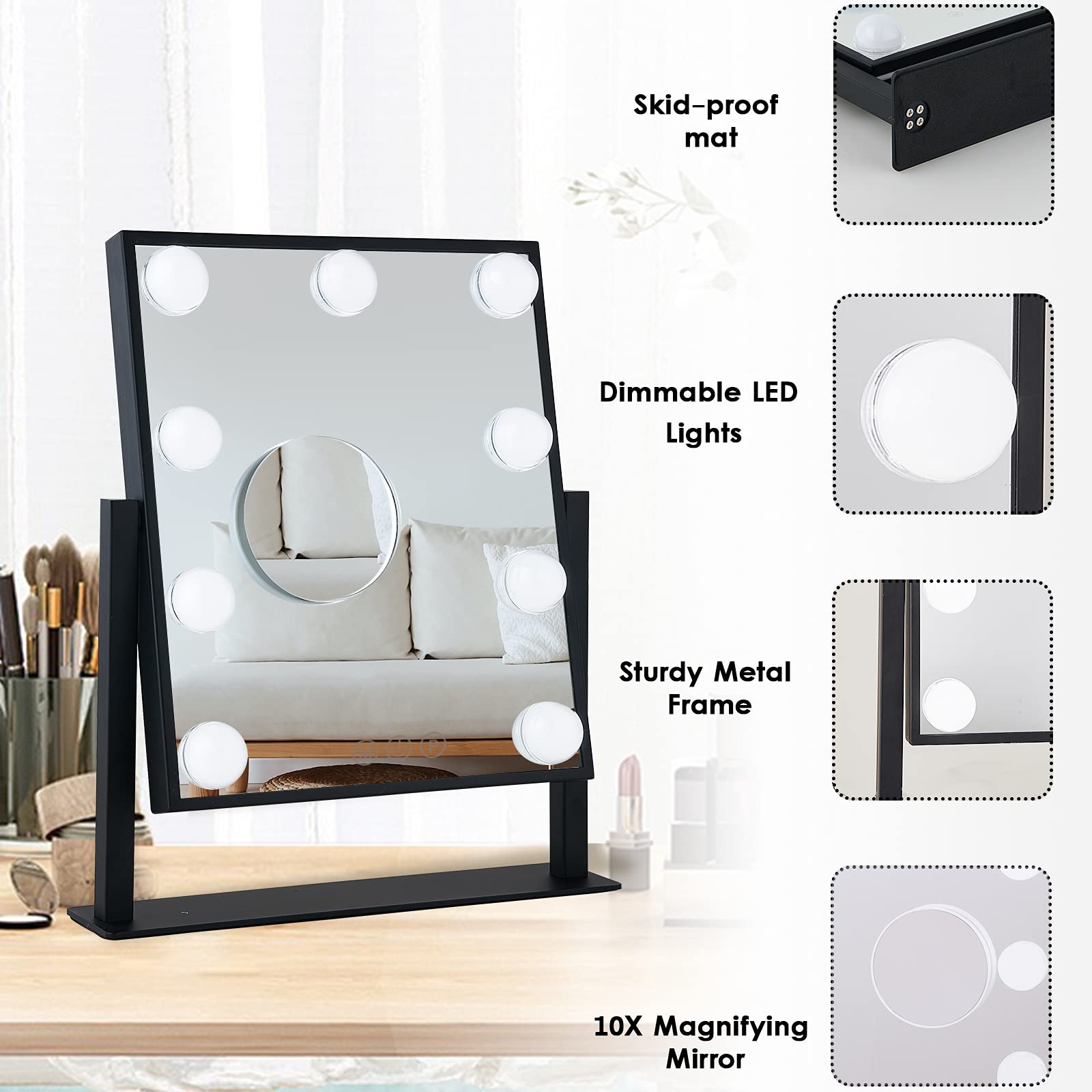 BWLLNI touch-control mirror recalls last brightness setting.
