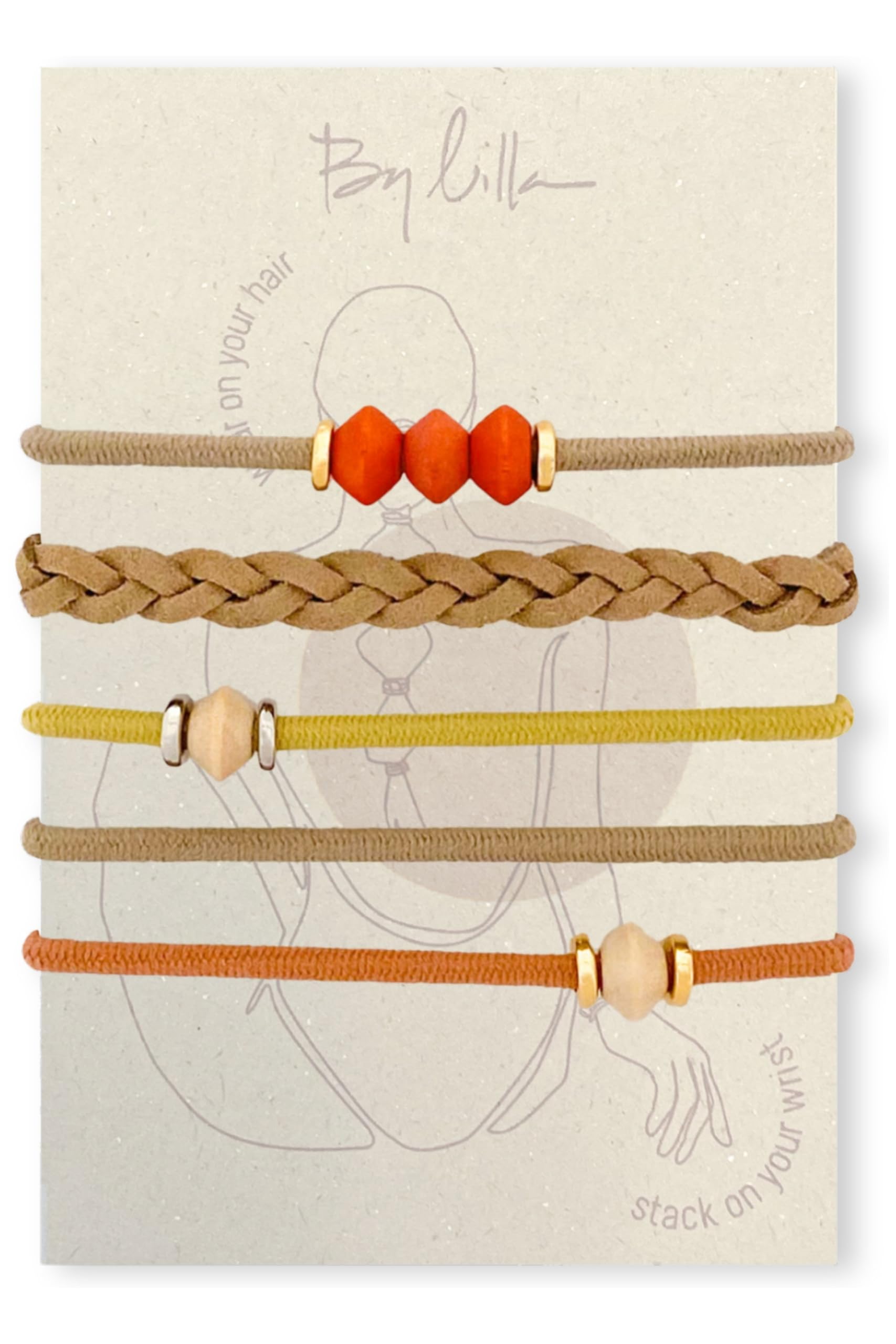 By Lilla bracelet hair tie limestone on the wrist for secure, damage-free wear