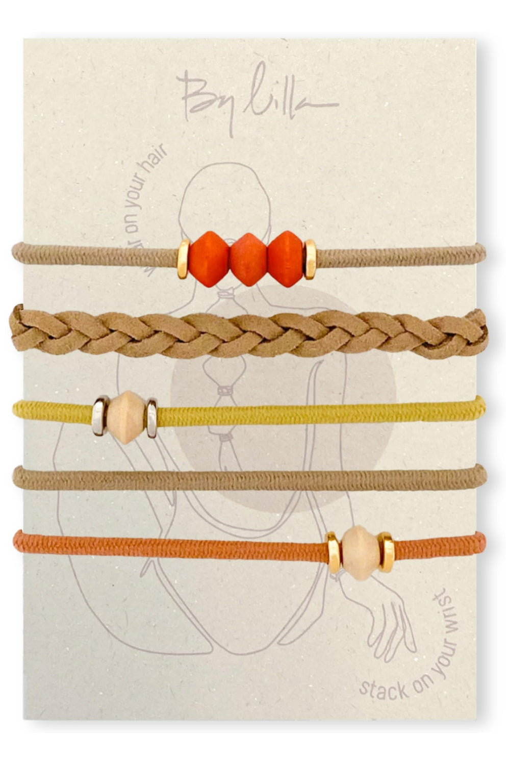 By Lilla bracelet hair tie limestone on the wrist for secure, damage-free wear