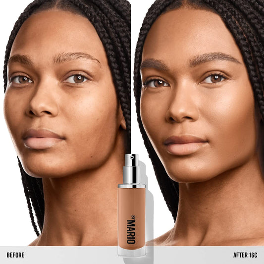 BY MARIO SurrealSkin liquid foundation close-up shows luminous texture.