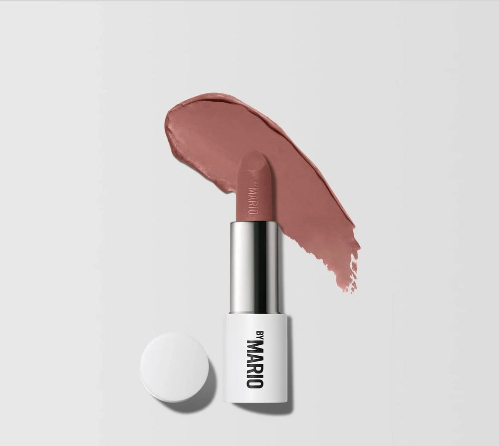 BY MARIO Ultra Suede Lipstick display showing diverse shade range for all tones.