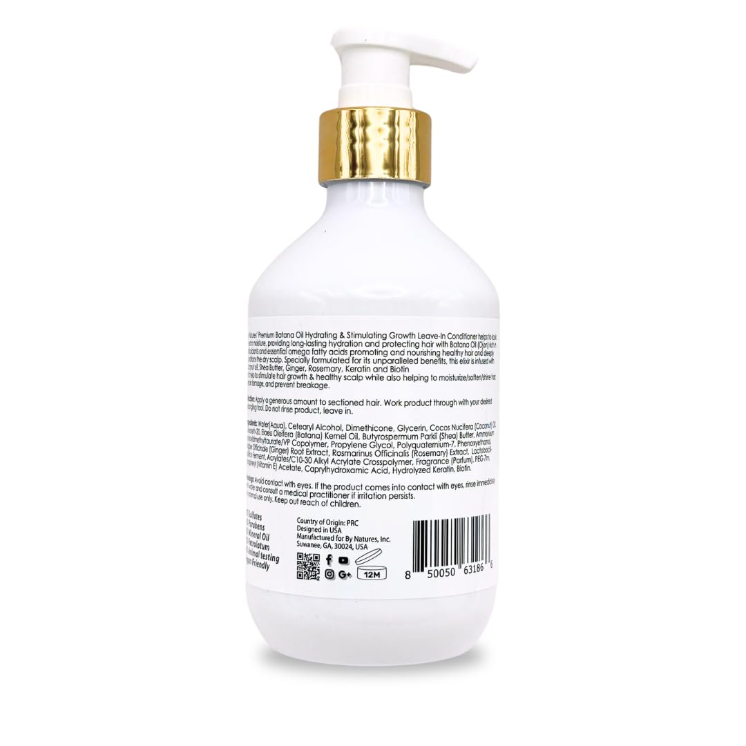 By Natures Batana Oil Leave-In Conditioner application showing lightweight moisture and frizz control.