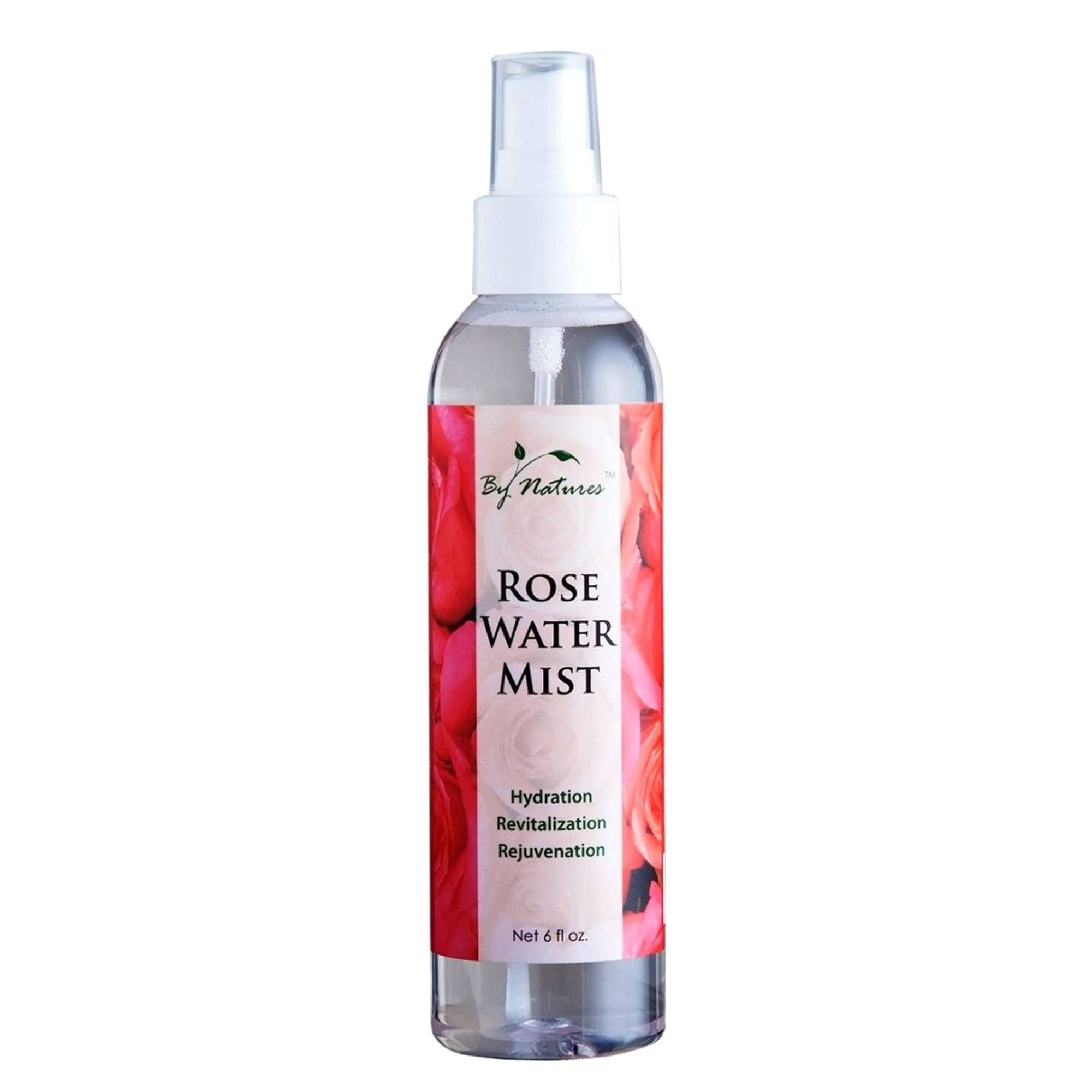 By Natures Rose Water Mist bottle spray for refreshing hydration and makeup setting
