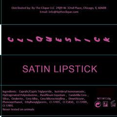 By The Clique cruelty-free vegan label signals ethical lipstick choice.