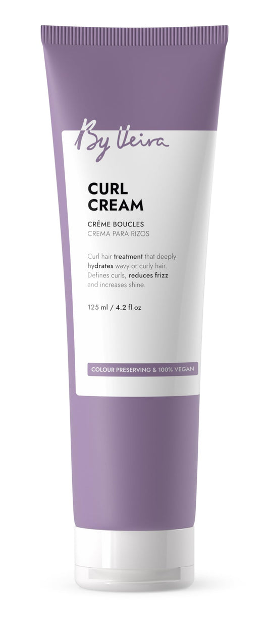 By Veira Curl Cream bottle demonstrates a nourishing formula for defined curls.