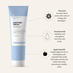 By Veira Moisture Cream ingredients display featuring apple seed oil and rapeseed oil for nourishment
