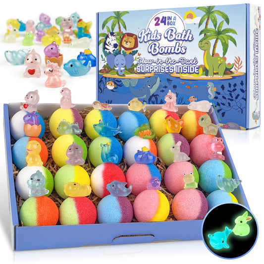 BYGGVIR bath bombs with glow-in-the-dark toy inside spark bath-time imagination