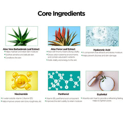 Close-up texture shows lightweight, non-greasy gel for quick absorption.