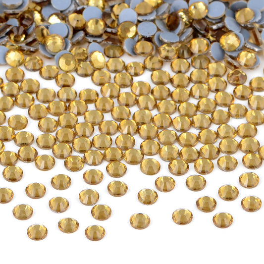 Bymitel hotfix crystal rhinestones Lt. Topaz sparkle in a bulk pack for crafts and DIY projects