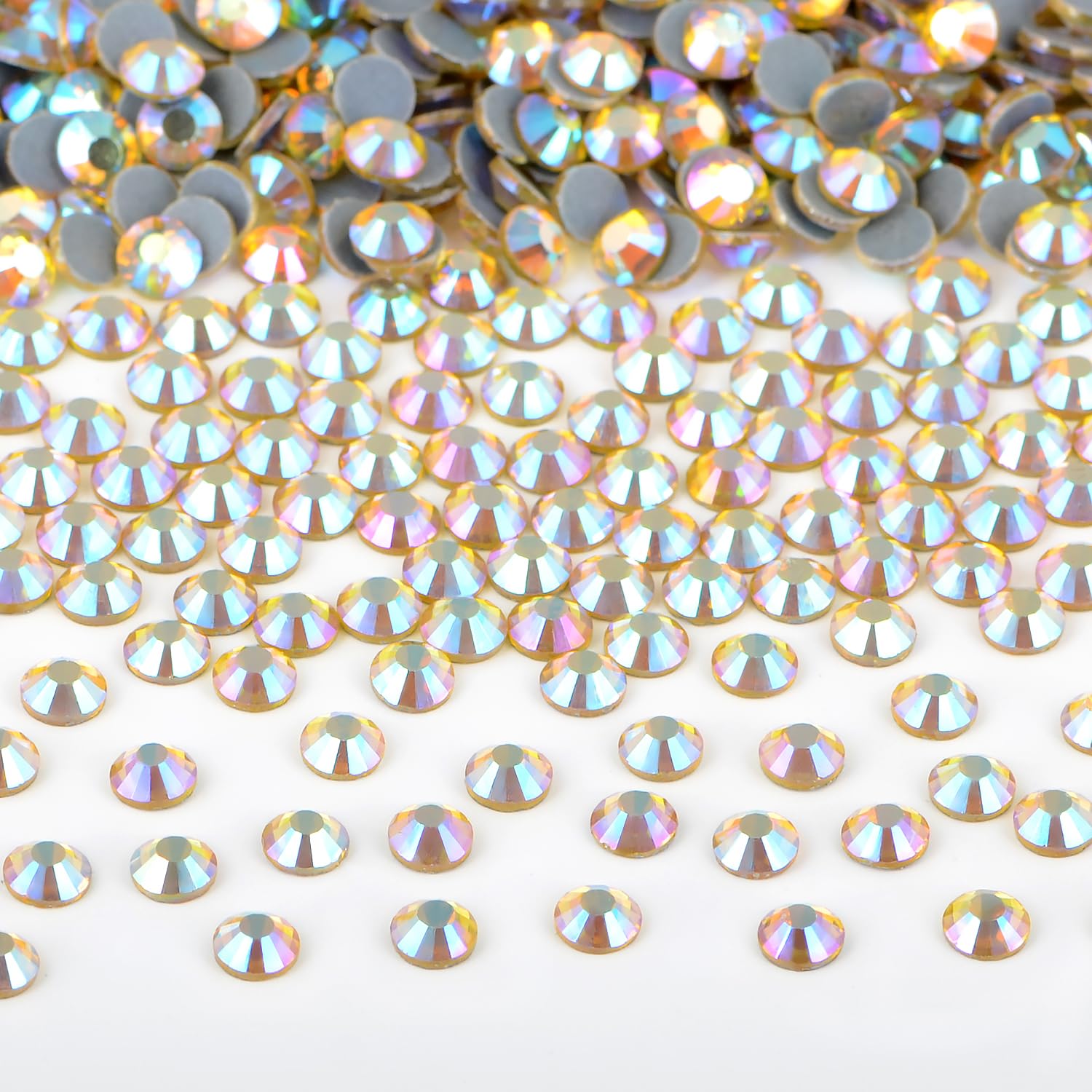 Bymitel hotfix Citrine AB rhinestones in SS10 2.8mm for DIY jewelry and crafts.