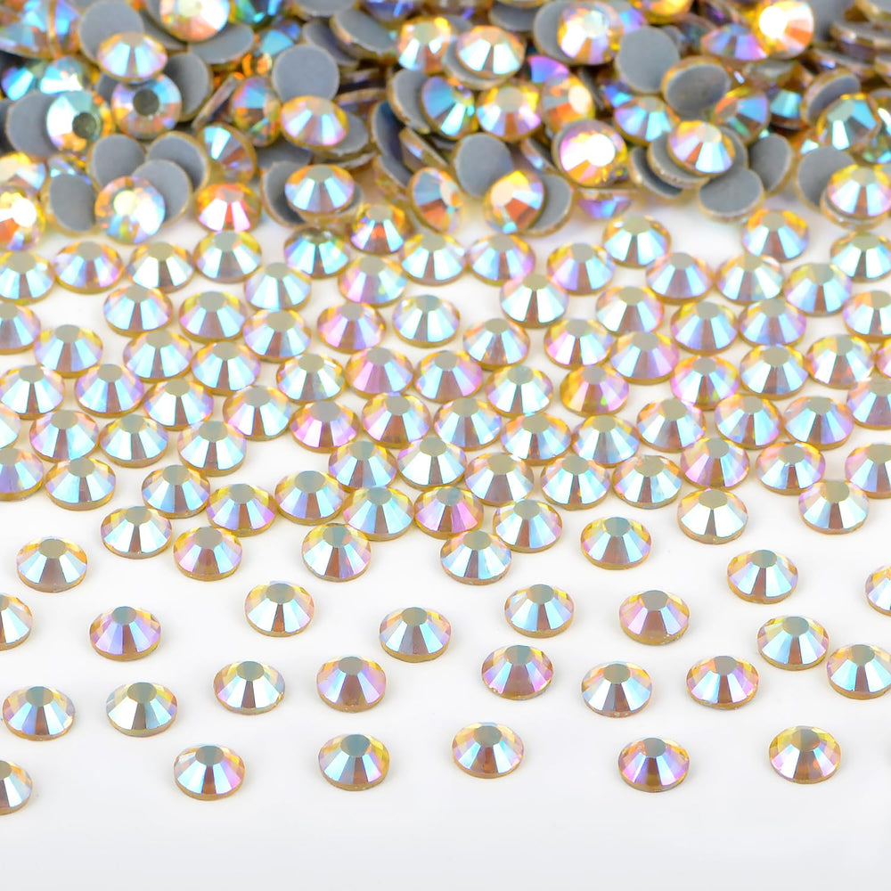 Bymitel hotfix Citrine AB rhinestones in SS10 2.8mm for DIY jewelry and crafts.