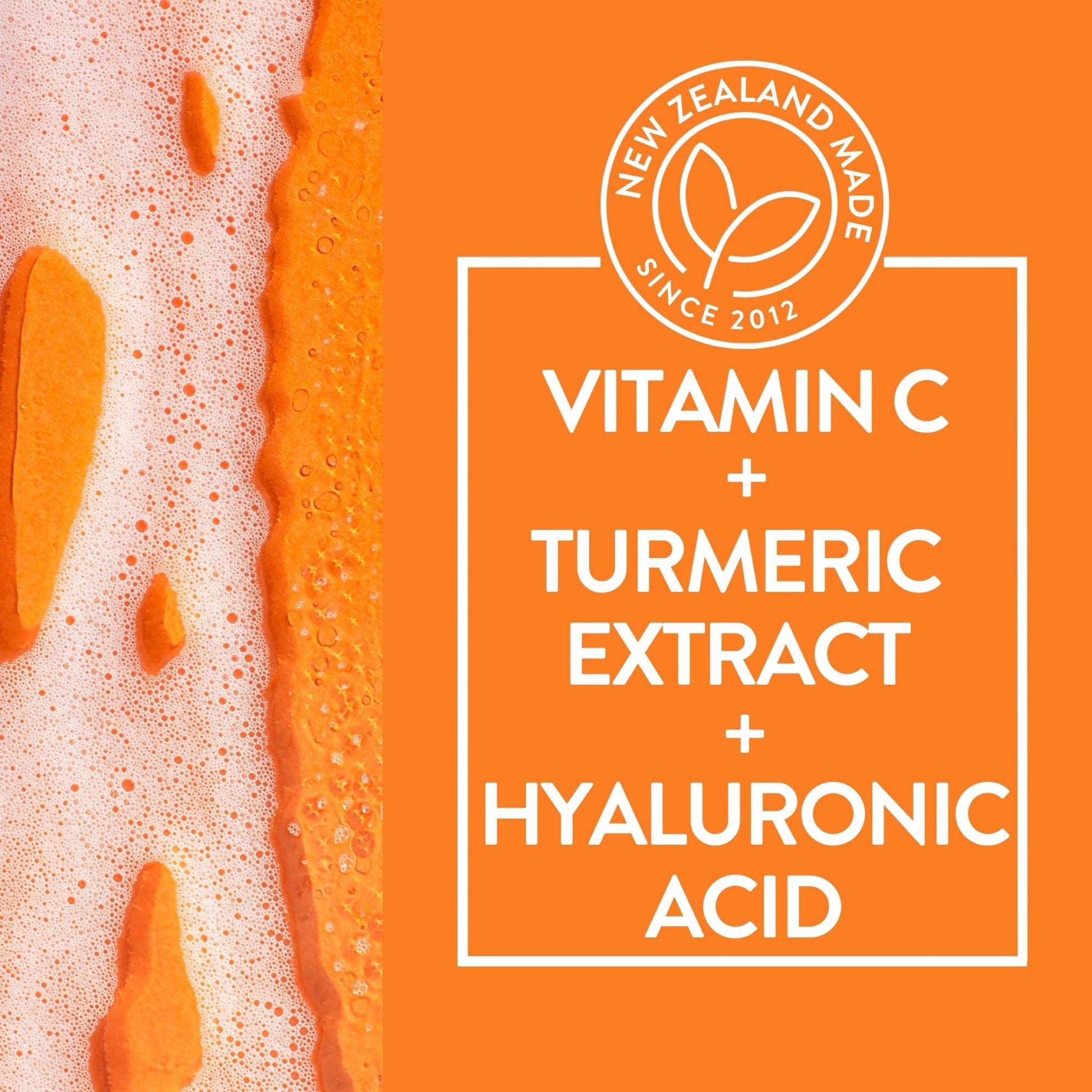 By Nature Turmeric Energy Skin Boost revives tired skin during cleansing.