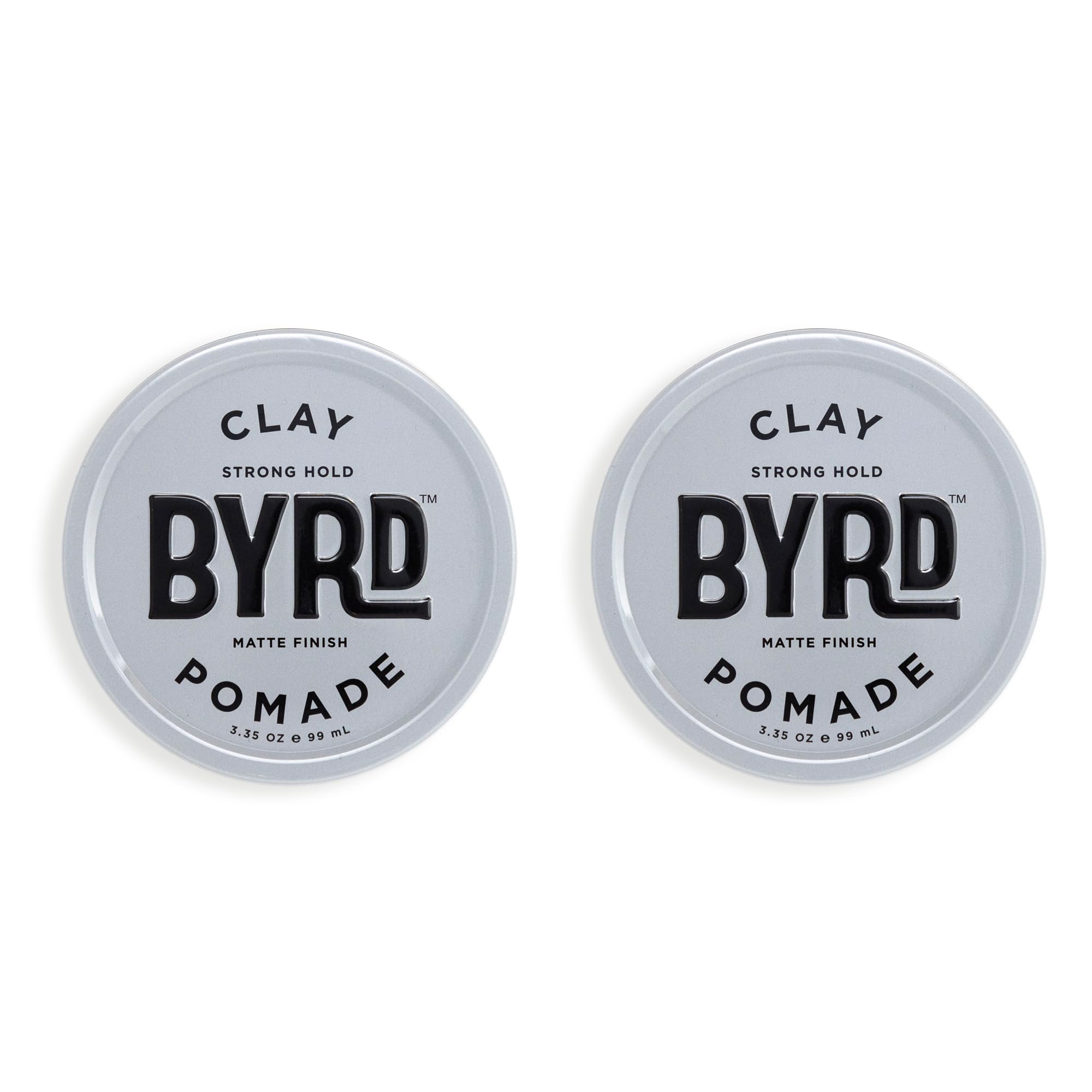 BYRD Hair Clay Pomade 2-Pack pack shot highlighting strong hold and ultra-matte finish.