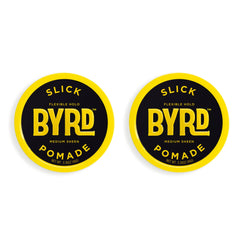BYRD Hairdo Slick Pomade bottle close-up highlighting easy washout