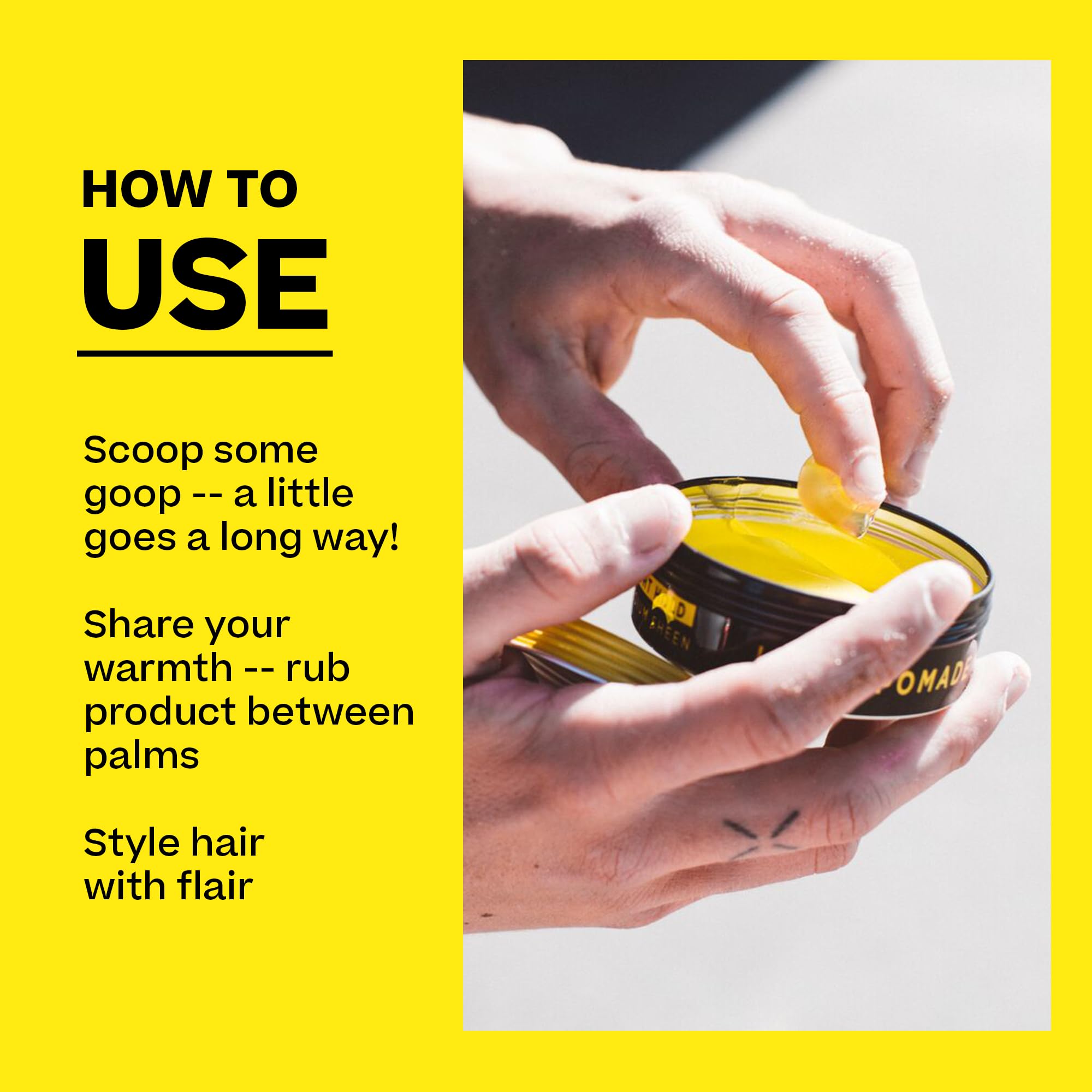BYRD Hairdo Slick Pomade on short hair showing flexible hold