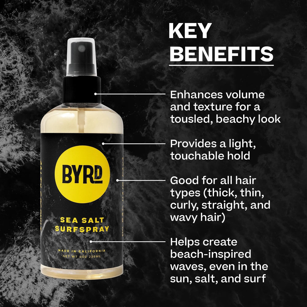 BYRD Sea Salt Surfspray being applied to damp hair for volume