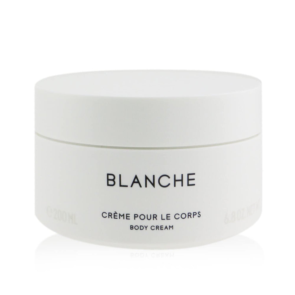 Byredo Blanche Body Cream bottle highlighting hydrating formula for daily use.
