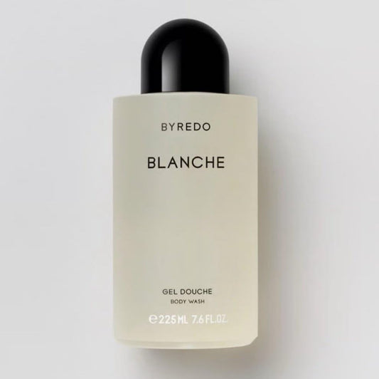 Byredo Blanche body wash bottle showing clean airy scent for daily cleansing