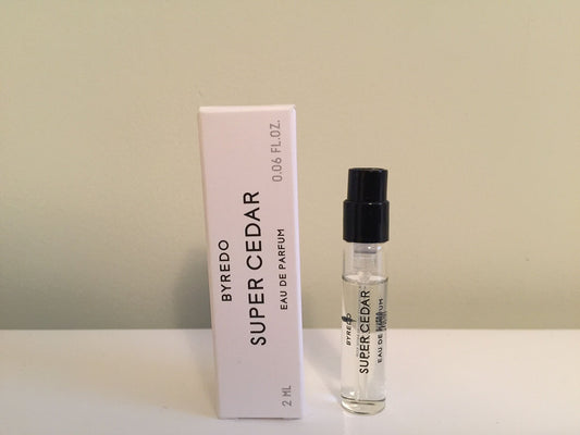 Byredo Super Cedar travel-size bottle for on-the-go freshness.