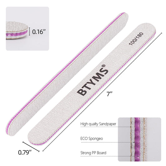 BTYMS nail files 100 grit for acrylic nails ideal for length reduction and shaping