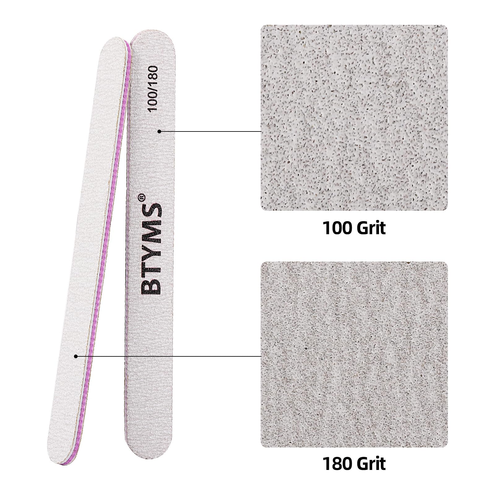 BTYMS nail files 180 grit for gel removal on extended or fake nails