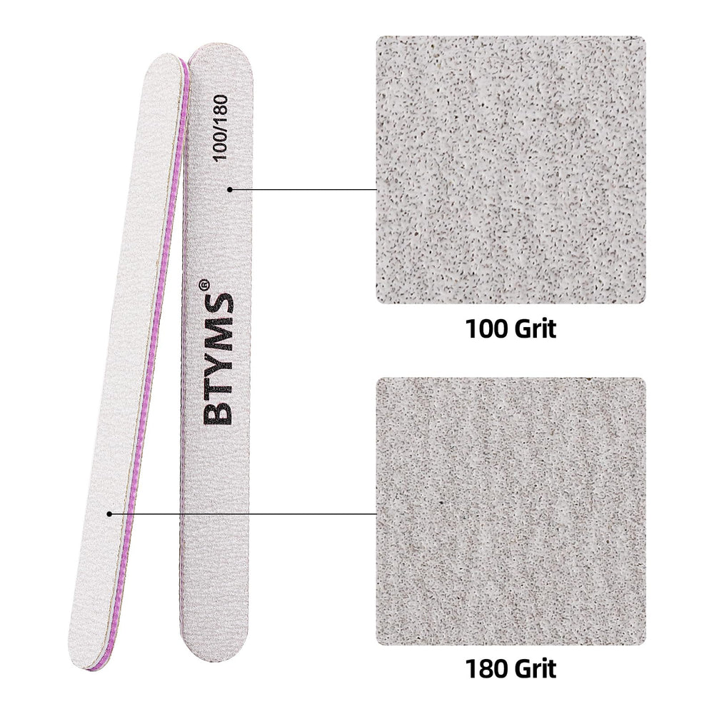 BTYMS nail files 180 grit for gel removal on extended or fake nails