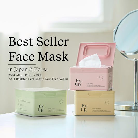ByUR Green Wonder mask sheets arranged for daily hydration.