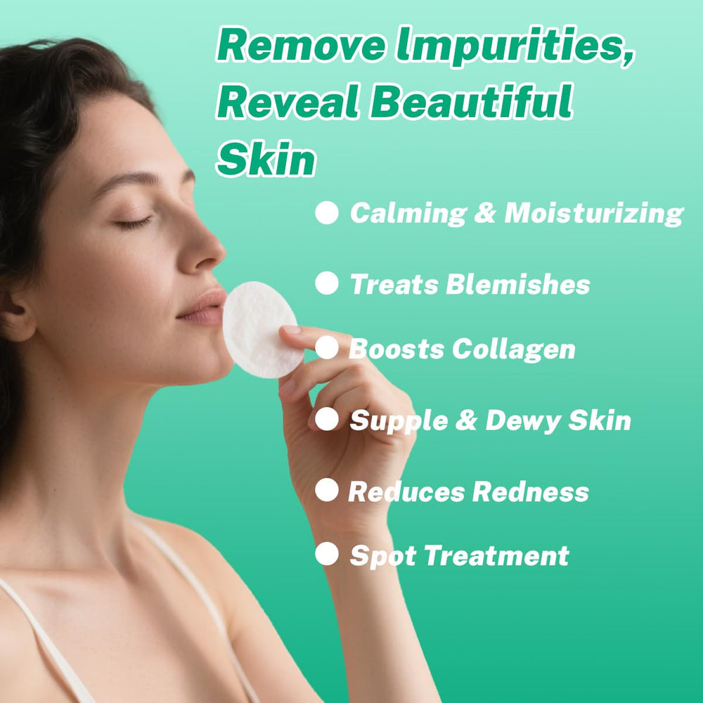 BYXE Snail Mucin pads soothing-side image showcasing calming patting after use.
