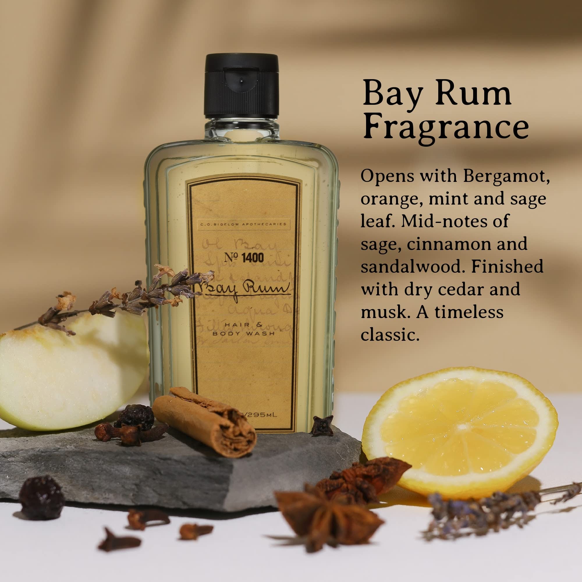 Aloe Vera-infused Bay Rum wash bottle from C.O. Bigelow.