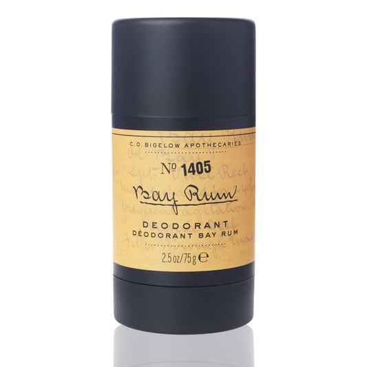 C.O. Bigelow Bay Rum deodorant gel stick application for smooth wear.