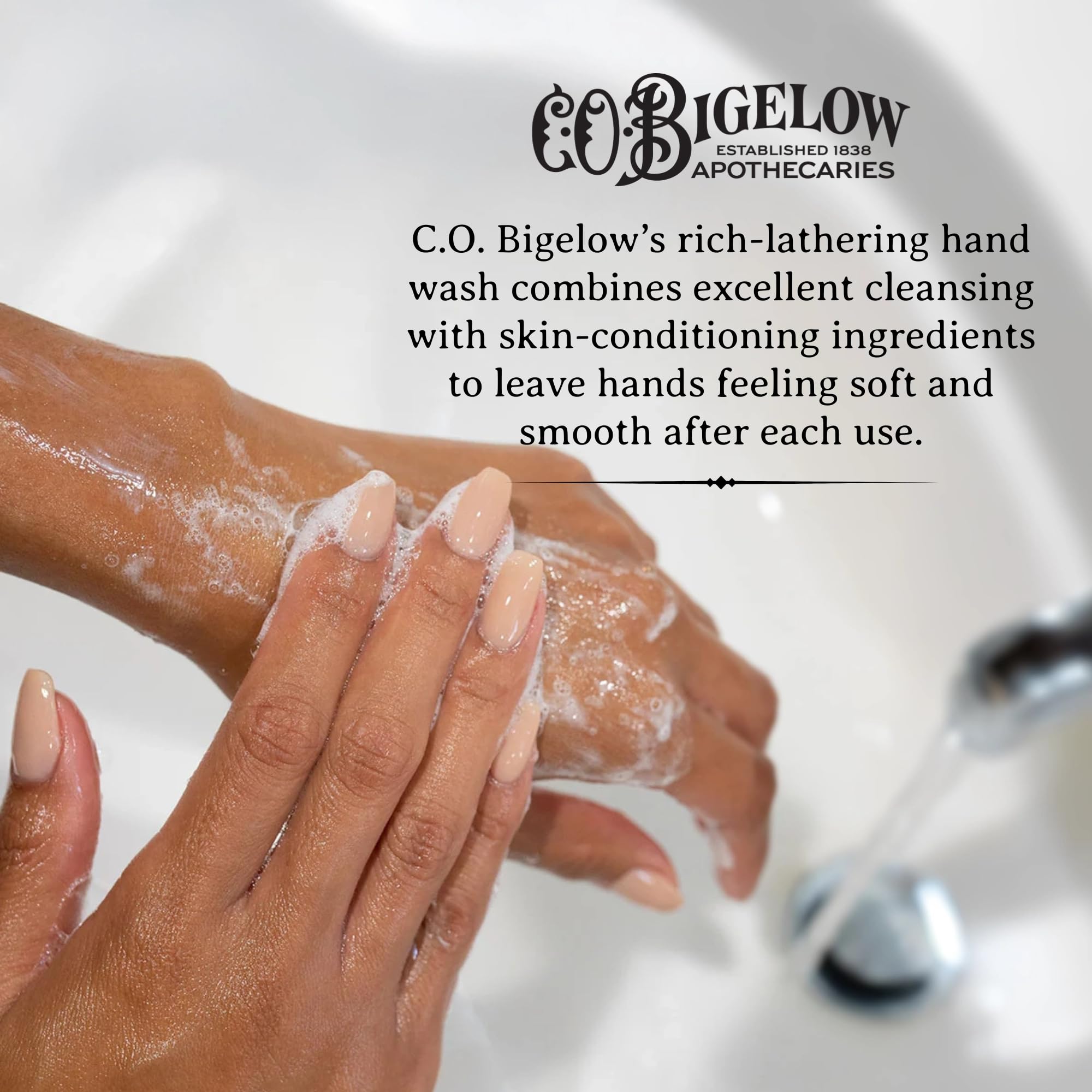 C.O. Bigelow Bergamot Hand Wash ingredients panel highlights shea and aloe.