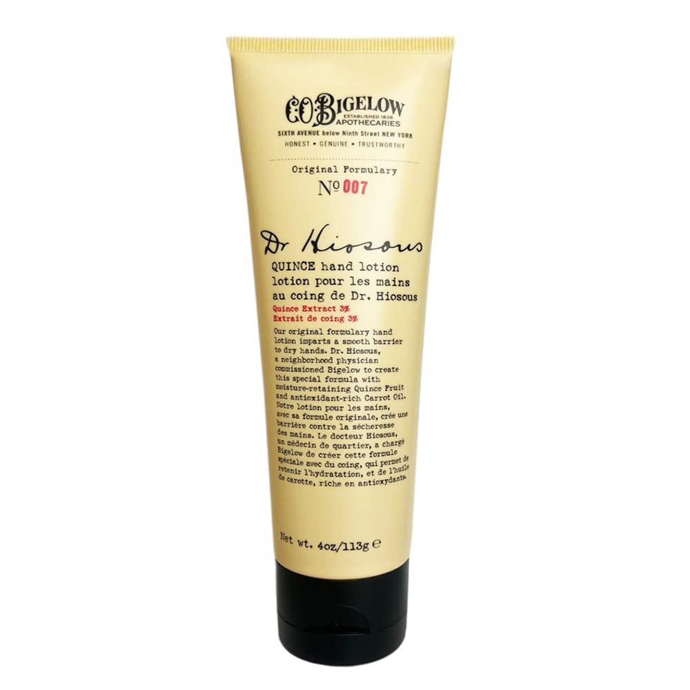 C.O. Bigelow Dr. Hiosous hand lotion bottle delivers quick, non-greasy hydration.