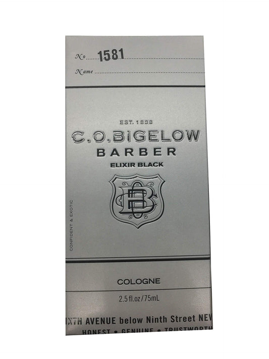 C.O. Bigelow Elixir Black bottle front, premium scent for evening wear