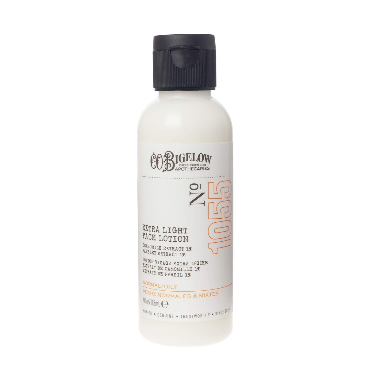 C.O. Bigelow Extra Light Face Lotion bottle for fast absorption and daily hydration.