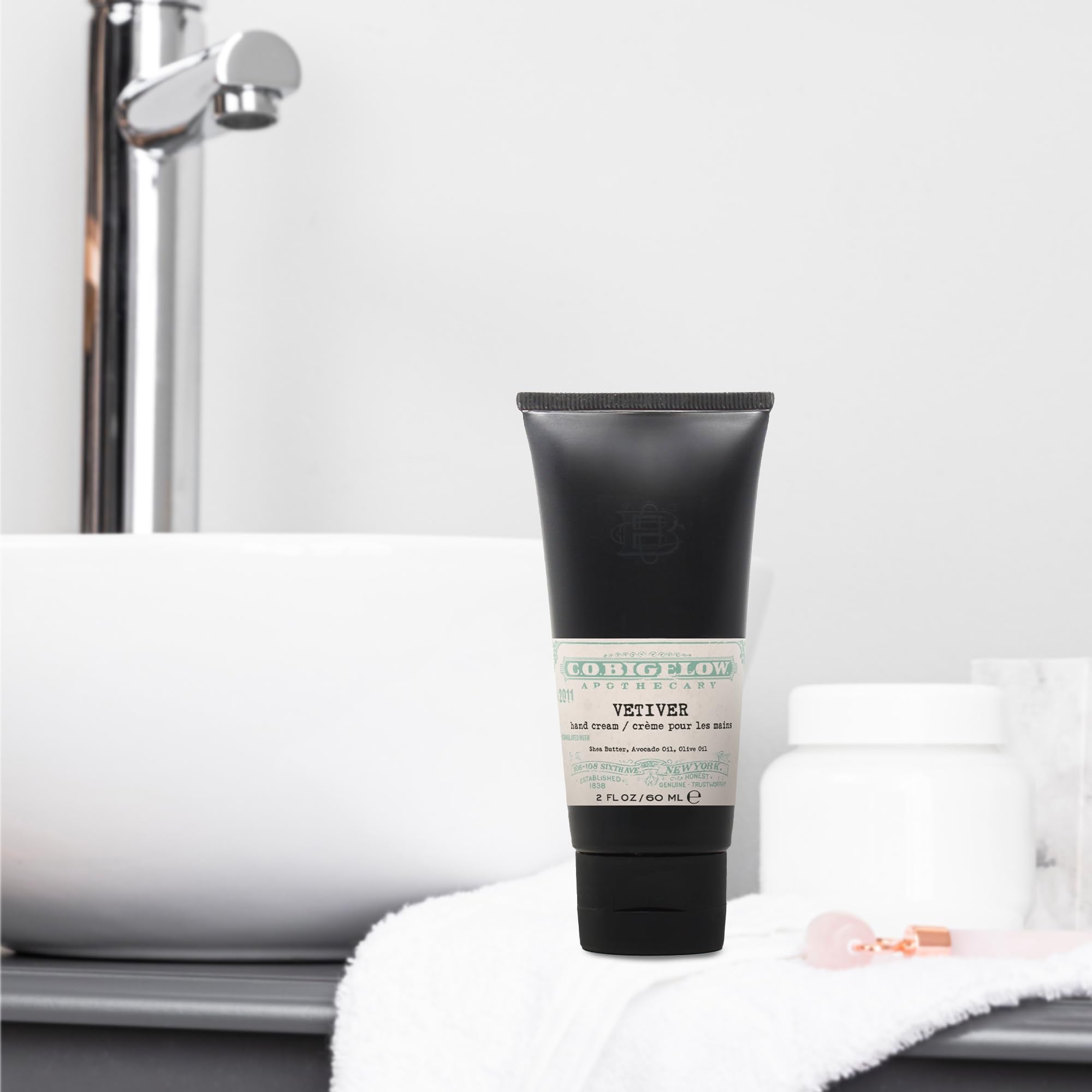 Close-up of Vetiver cream texture from C.O. Bigelow for silky hands.