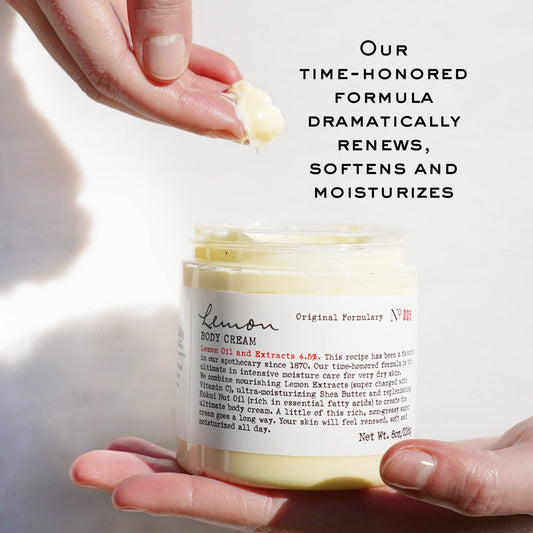C.O. Bigelow Lemon Body Cream creamy texture ready for smooth skin