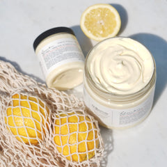 C.O. Bigelow Lemon Body Cream applied to elbows, knees, and feet