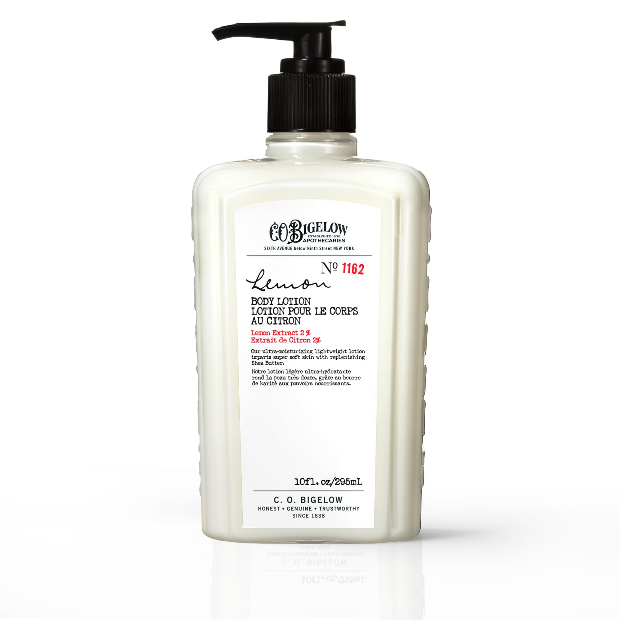 C.O. Bigelow Lemon Body Lotion bottle with bright citrus and deep hydration.