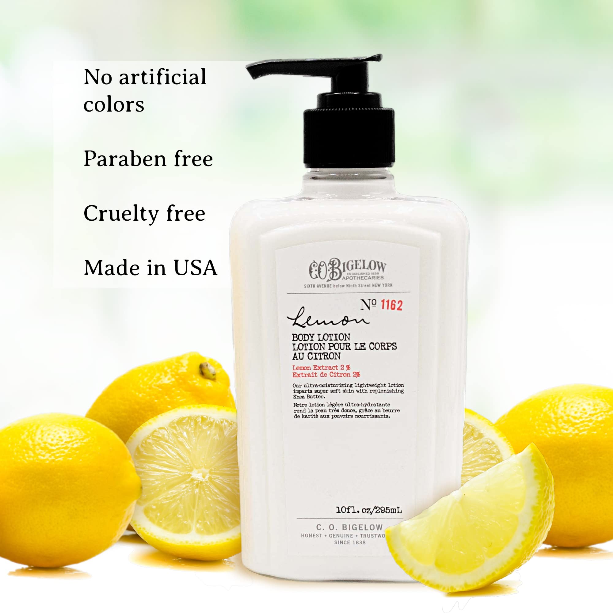 C.O. Bigelow body lotion shea butter texture close-up for intense moisture.