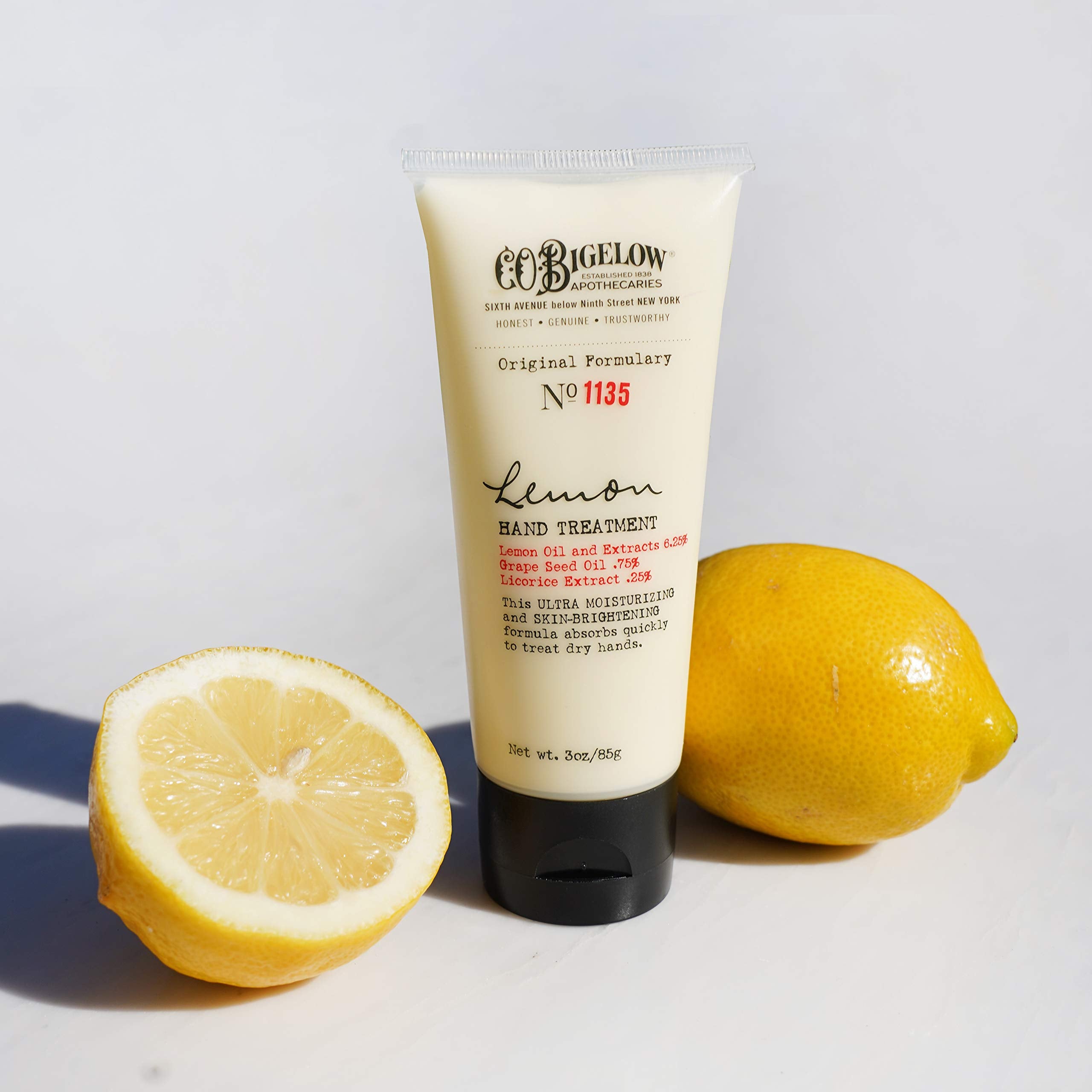 Texture close-up of C.O. Bigelow Lemon Hand Treatment with quick absorption.