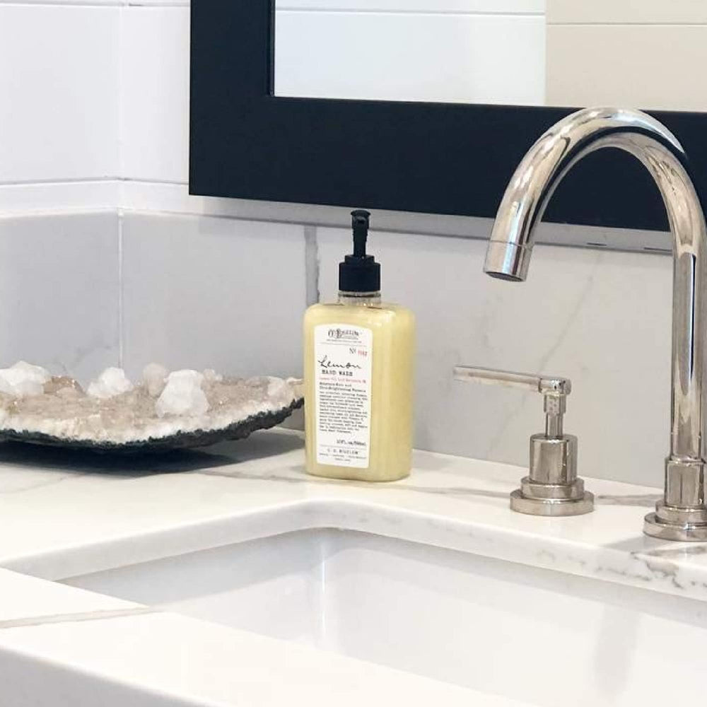 Kitchen sink setup with C. O. Bigelow lemon hand wash for easy hand cleansing