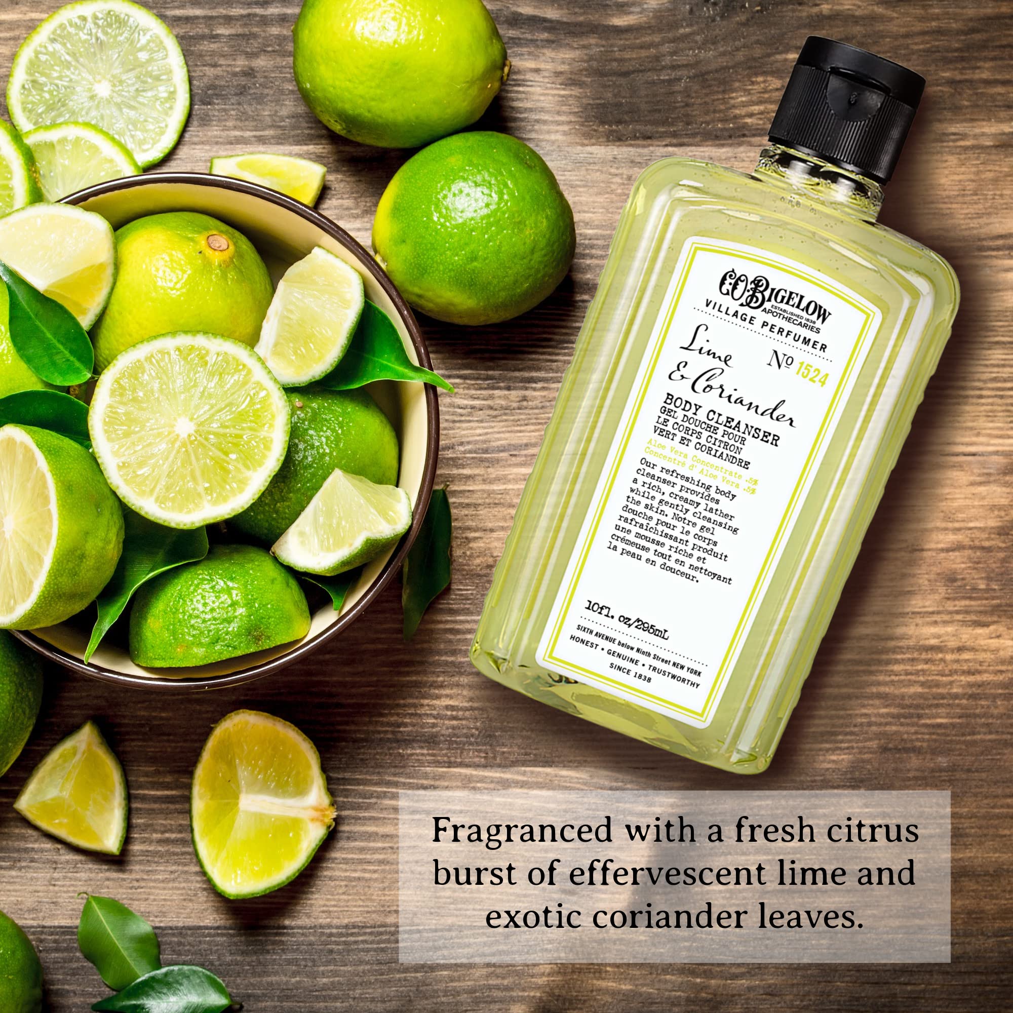 Luxurious rich lather from C O Bigelow Lime Coriander body wash being applied