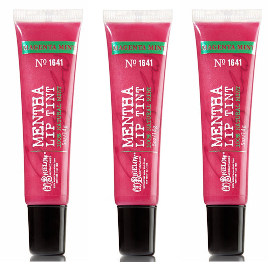C.O. Bigelow Mentha Lip Tint 3-pack with sheer magenta mint shade and cooling sensation
