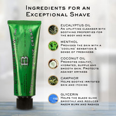 Creamy, rich lather from C.O. Bigelow shaving cream ready for brush.
