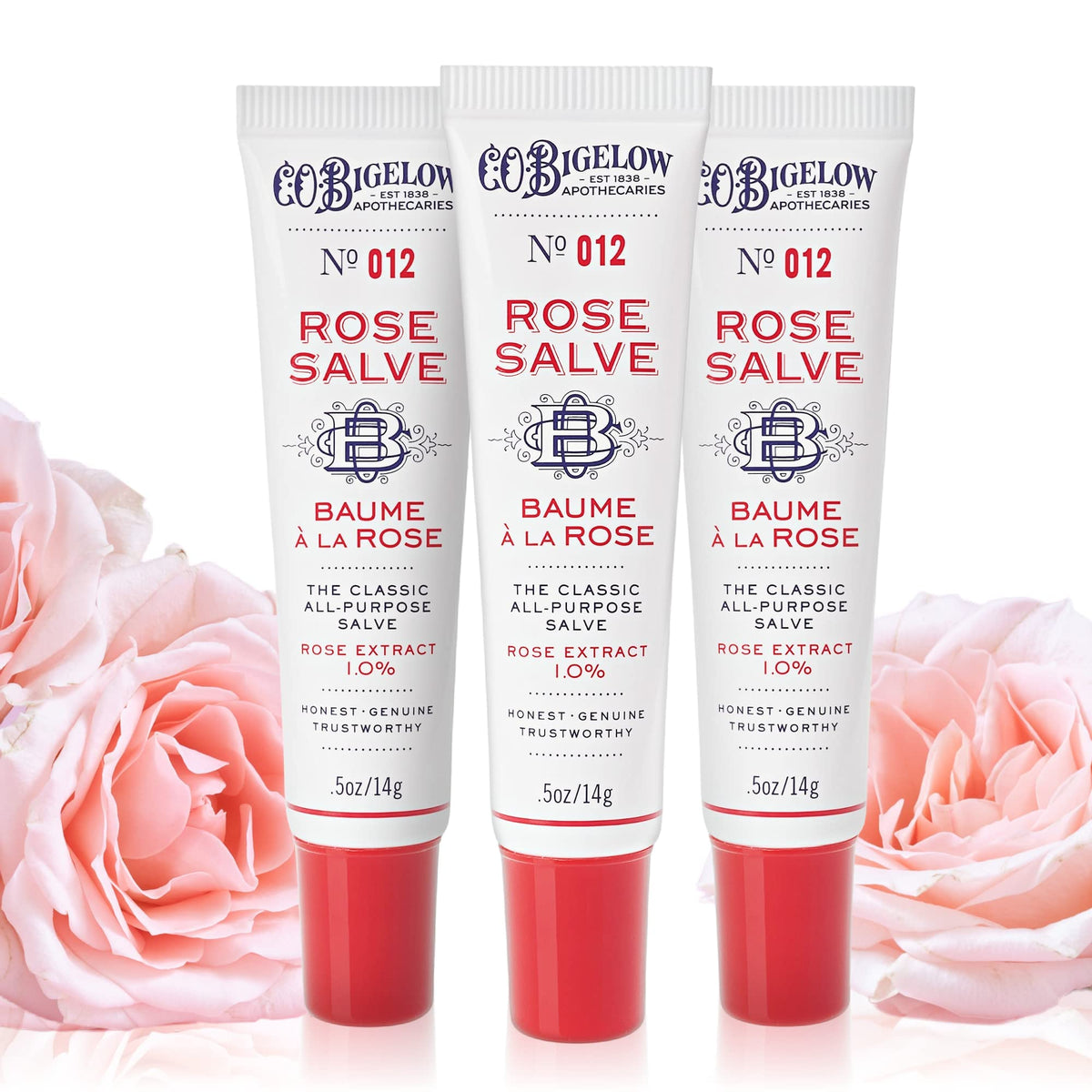 C.O. Bigelow Rose Salve Tubes pack for all-day lip and skin care.