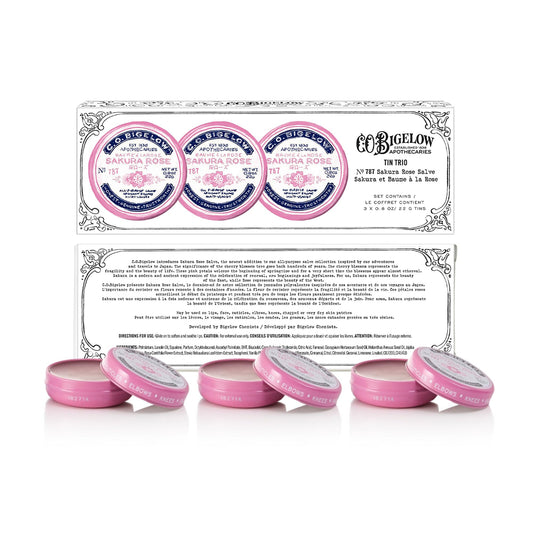 Open tin of C.O. Bigelow Sakura Rose Salve showing rose balm texture