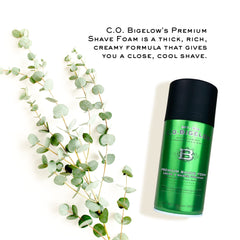 C.O. Bigelow shaving foam with eucalyptus oil refreshes skin during shaving.